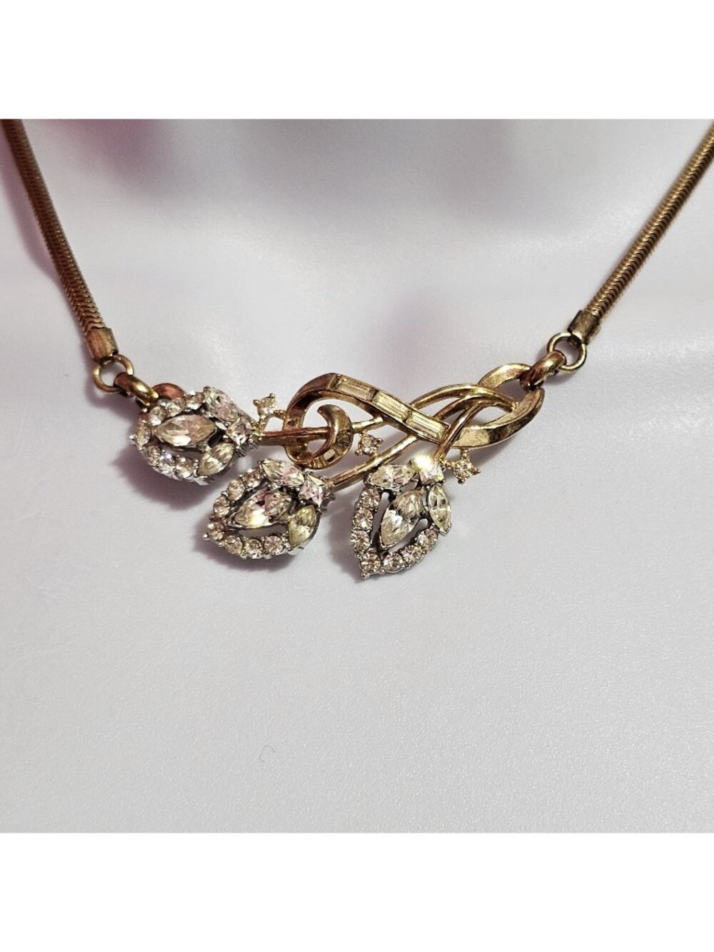 (468) Signed Crown Trifari Vintage Alfred Philippe Halo Flower Rhinestone Statem